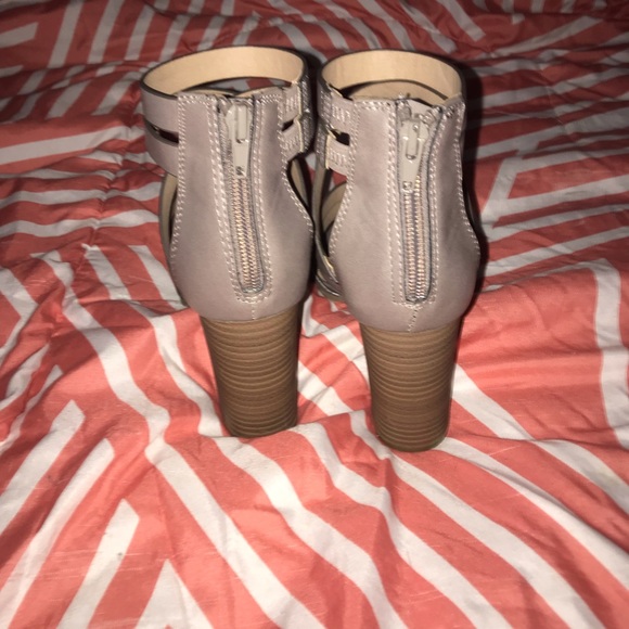 Criss Cross Strappy Open Toe Chunky Heel MAUVE - Picture 5 of 5